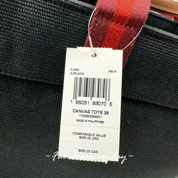 Coach Men's Canvas Tote Bag 38 In Black CJ486 NWT - Picture 4 of 10